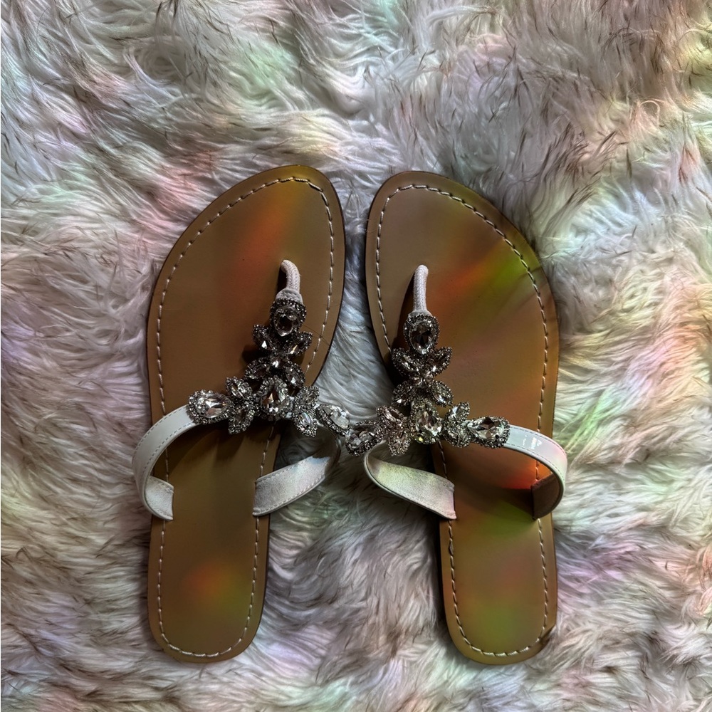 Elegant Embellished Sandals - White